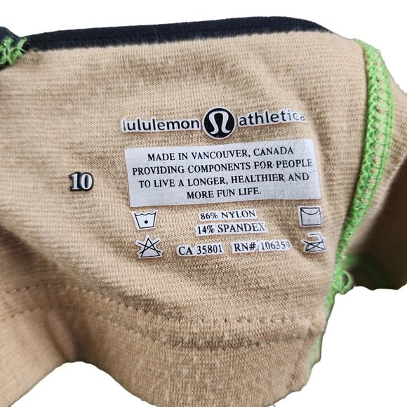 VTG Lululemon Athletica Workout Tank Green Black Women's Size 10 - Picture 7 of 8